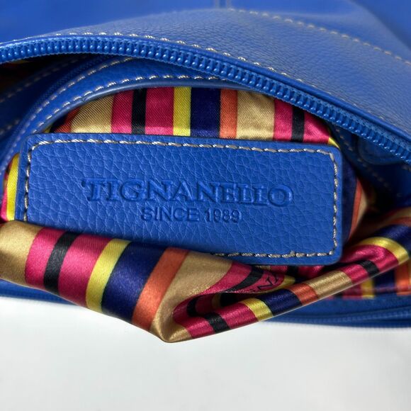 Tignanello Functionista Bright Blue Pebble Leather Organizer Crossbody Bag - Picture 4 of 15